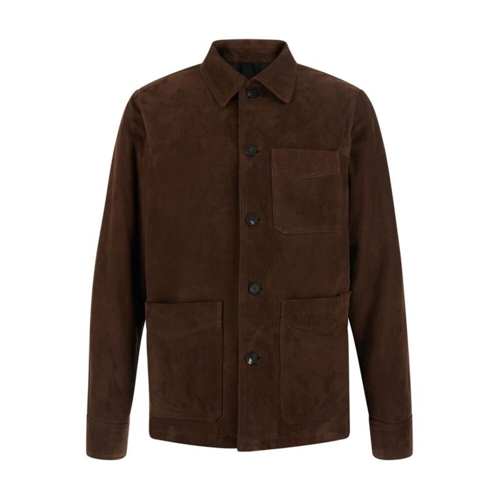 Tagliatore Men Brown Leather Jacket